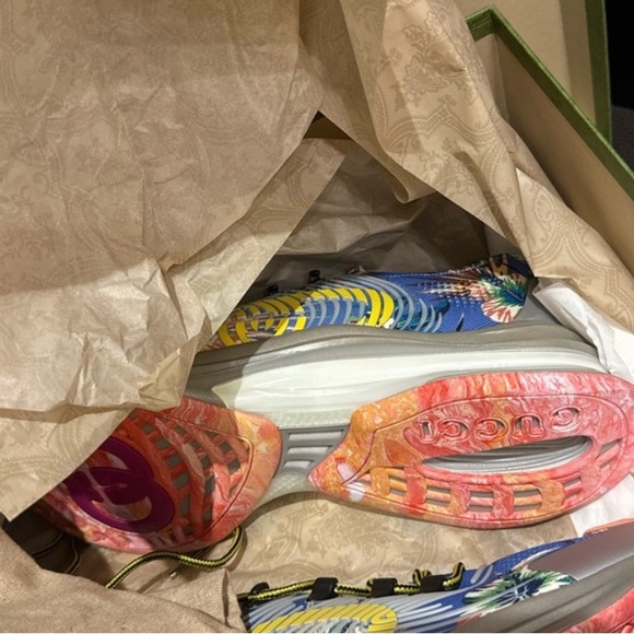 Gucci Floral and Marble Run Sneakers - Sz 11 Men’s - Picture 2 of 4